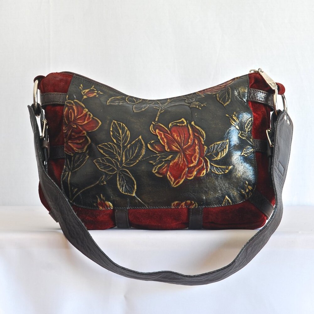 Berge (YSL) 1980's Rare Hand Tooled Leather Bag - Italy